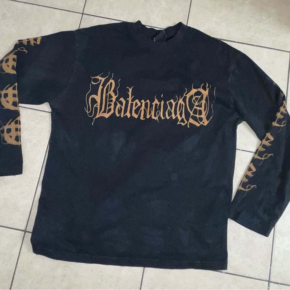 Balenciaga Black and Gold Long Sleeve Tee